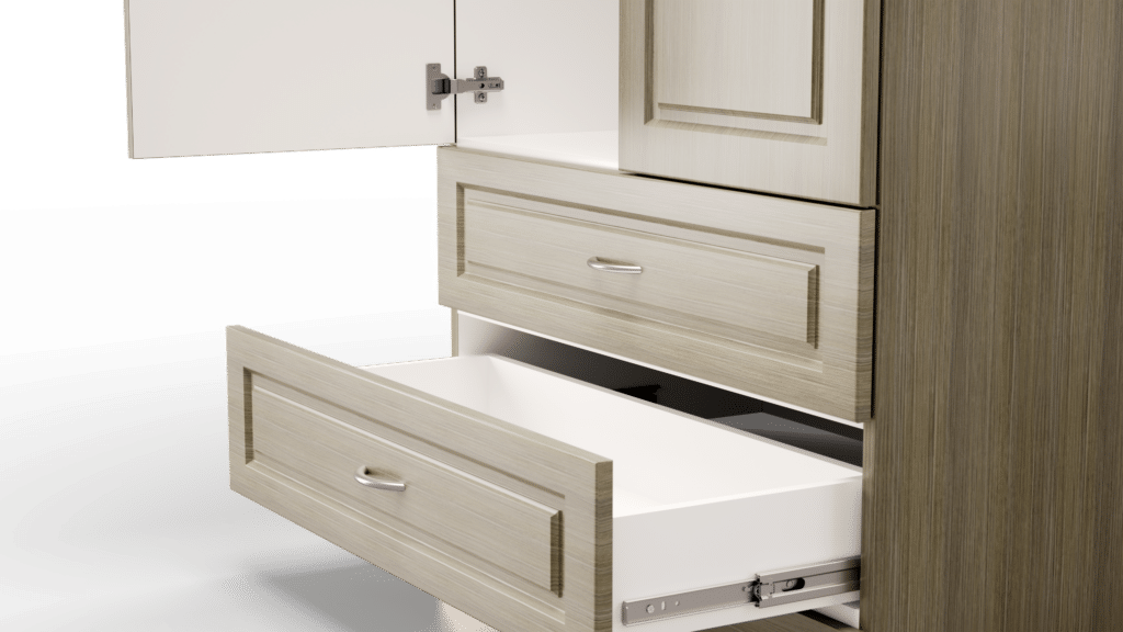 Prestige Healthcare Case Goods Elegance Armoire Wide Open CloseUp